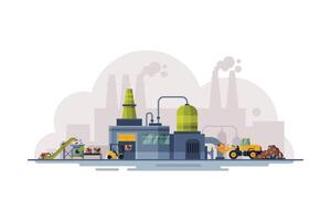 Waste Processing Plant, Garbage Collection, Separation and Recycling Concept Flat Style Illustration on White Background vector