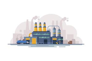 Waste Processing Factory Industrial Building, Garbage Collection, Separation and Recycling Concept Flat Style Illustration vector