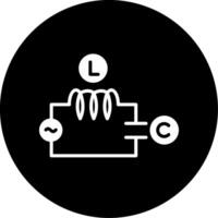 Series LC Circuit Glyph Circle Inverted vector