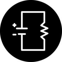 Simple Resistor Circuit Glyph Circle Inverted vector