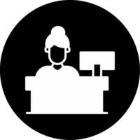 Front Desk Reception Area Glyph Circle Inverted vector