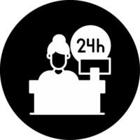 24 Hours Front Desk Service Glyph Circle Inverted vector