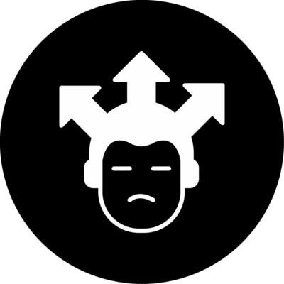 Distracted Mindset Traits Glyph Circle Inverted
