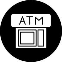 ATM Bank Machine Glyph Circle Inverted vector