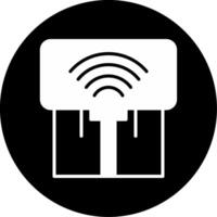 Smart Coffee Machine Automated Brew Maker Glyph Circle Inverted vector