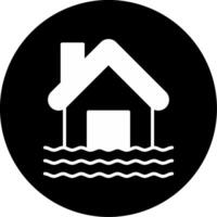 Flood Water Overflow Hazard Glyph Circle Inverted vector