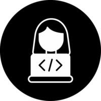 Programmer Coding Tasks Glyph Circle Inverted vector