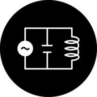 Parallel LC Circuit Glyph Circle Inverted vector