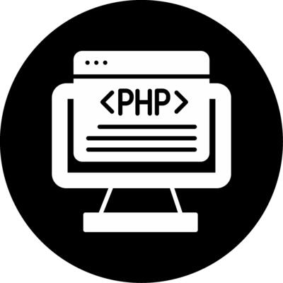 PHP Programming Language Glyph Circle Inverted