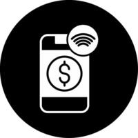 NFC Payment Wireless Transaction Glyph Circle Inverted vector