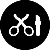 Scissors Cutting Tool Glyph Circle Inverted vector