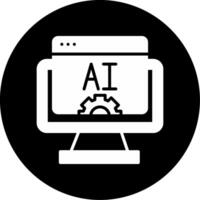 Artificial Intelligence Tools Glyph Circle Inverted vector