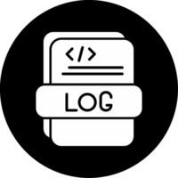 Log File Icon Glyph Circle Inverted vector