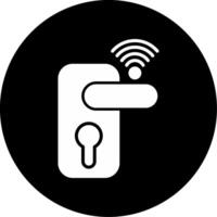 Smart Door Lock Automated Locking System Glyph Circle Inverted vector