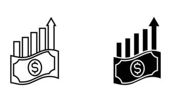 money with graph bar up icon vector