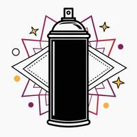Flat Black Spray Paint Can with Splatter Elements in Silhouette Style vector
