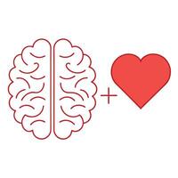 Silhouette of Brain and Heart Joined by Line Logic and Emotion Fusion vector