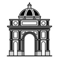Elegant Black Silhouette of Domed Arch in Classical Architecture Style vector