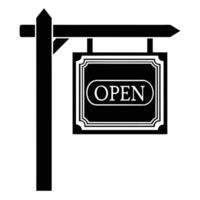 Friendly Storefront Open Sign Silhouette in Minimal Design vector