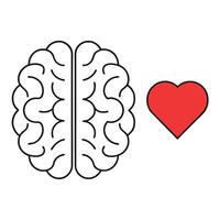 Black and White Brain and Heart Unity Symbol in Simple Design vector