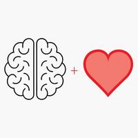 Minimalist Brain and Heart Connection Silhouette with Bold Line Design vector