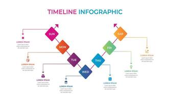 Abstract Modern Business Rounded Weekly Plan Progress Timeline Infographic Template with 7 options vector