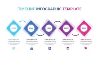 Abstract Modern Business Rounded Timeline Infographic Template with 5 options. Colorful diagram, Company Milestones, Project Timeline, Development, Roadmap Presentation vector