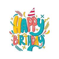 Cheerful flat design illustration with happy birthday message, perfect for fun party and card use. vector