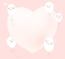 Heart and balloons background space for selling products, backdrop, wallpaper, background, text. hand drawn seamless pattern. illustration. vector