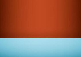 Empty orange and blue studio room background. Empty Room Studio with table. Space for selling products, backdrop, wallpaper, background, text. Gradient table. illustration. vector