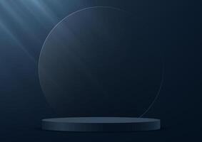 Dark blue studio room background. Dark blue background 3d with podium. Empty room with light effect. Space for selling products, backdrop, wallpaper, background, text. illustration. vector