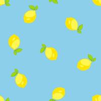 Blue Background Lemon Seamless Pattern vector