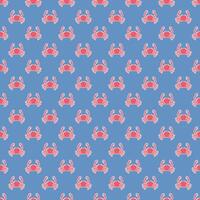 Red Crabs On Blue Seamless Pattern vector