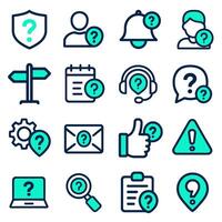 Collection of Help, FAQ, and Support Icons Question Mark Symbols in Various Contexts vector