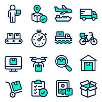 Logistics and Delivery Service Icon Set Modern Flat Design vector