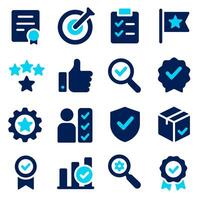 Quality Control and Business Success Icon Set Flat Design Graphics vector
