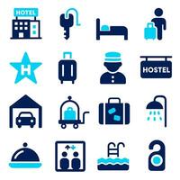 Hotel and Hostel Amenities Icon Set Flat Design Graphics vector