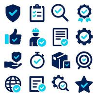 Collection of Blue and Teal Checkmark Icons Representing Quality, Approval, and Verification vector