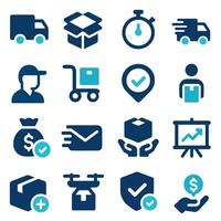 Collection of Delivery and Logistics Icons Fast Shipping, Order Tracking, and Secure Payment Symbols vector