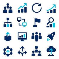 Collection of Modern Business and Growth Icons Arrows, Charts, Teamwork, and Network Symbols vector