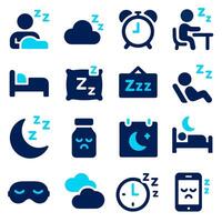 Sleep Icons A Collection of Flat Design Sleep Symbols for Web and Mobile vector