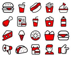 Fast Food Icons Red and White Graphics Collection vector