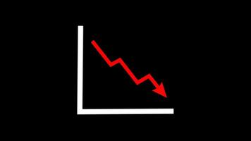 Graph Going down. Decline Failure Decreasing Bar Graph, Business loss Graph. Alpha Channel. 4K Resolution video