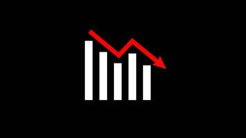 Change Thumbnail Graph Going down. Decline Failure Decreasing Bar Graph, Business loss Graph. Alpha Channel Transparent Background. 4K Resolution video