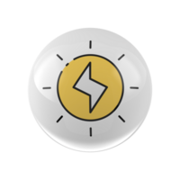 A white button with a yellow lightning bolt on it png