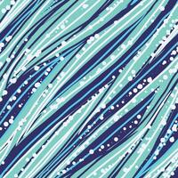 Abstract seamless pattern with hand drawn diagonal lines and waves, spots. Blue, white stripes. vector