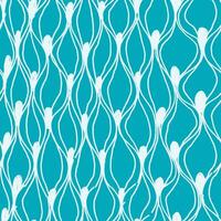 Abstract seamless pattern with hand drawn lines, waves, drops. White ornate on blue background. vector