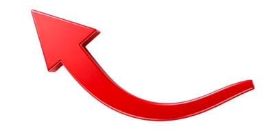 Realistic 3D red arrow sign on transparent background symbolizing direction movement and digital progress png