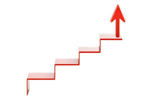 a red glossy staircase steps upward to a transparent background showcasing growth progress and upward trend png