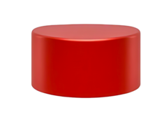 Red cylindrical podium display platform for product presentation on transparent background minimalistic design png